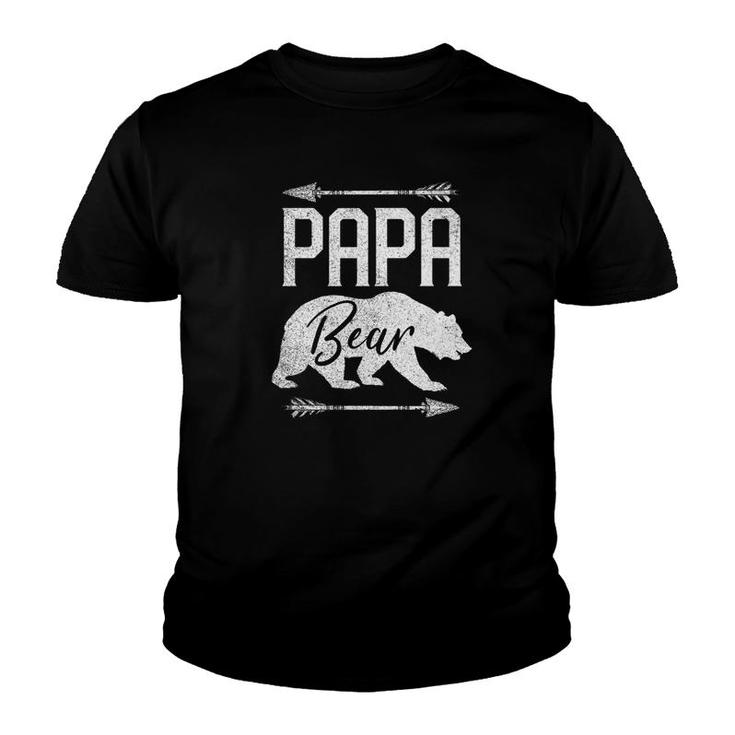 Mens Christmas Gift For Men Papa Bear Funny Dad Arrow Youth T-shirt