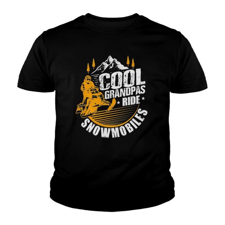 Mens Cool Grandpas Ride Snowmobiles Gift Funny Snowmobile Youth T-shirt