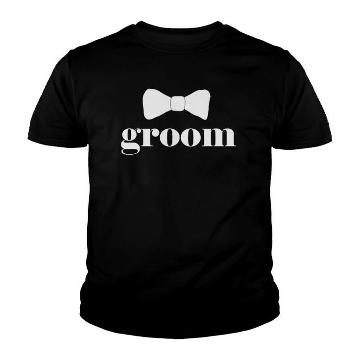 Mens Funny Groom Bow Tie Bachelor Party Outfit Cool Wedding Gift Youth T-shirt