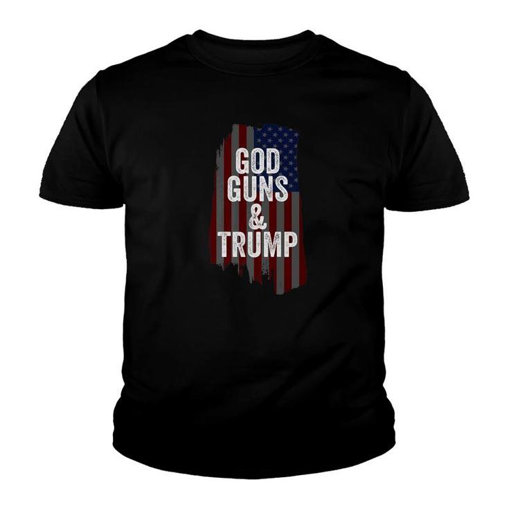 Mens God Guns President Trump Proud American Flag Republican Premium Youth T-shirt