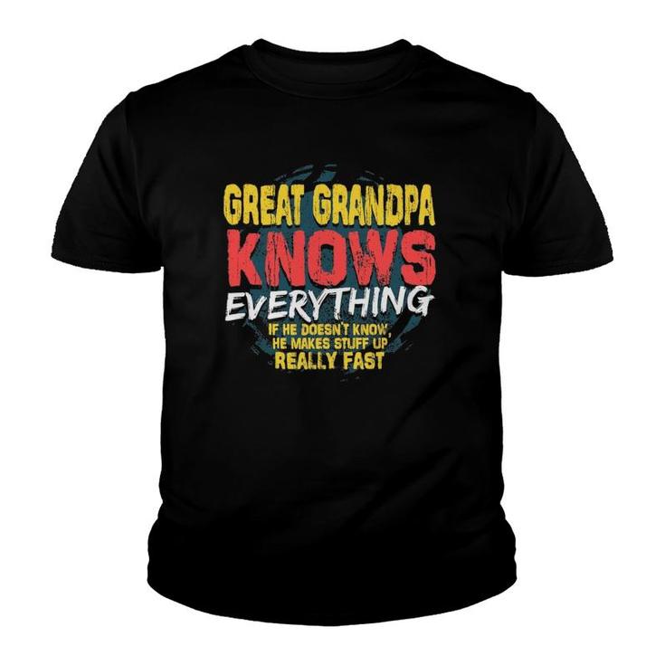 Mens Great Grandpa Knows Everything Great Grandpa Fathers Day Youth T-shirt