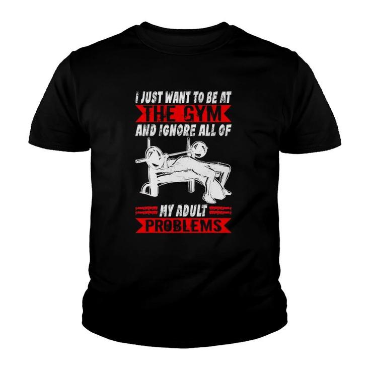 Mens I Just Want To Be At The Gym Muscle Funny Bodybuilding Youth T-shirt