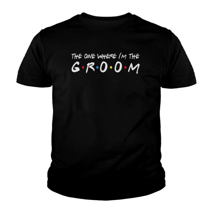 Mens Im The Groom Bachelor Party Stag Groomsmen Getaway Wedding Youth T-shirt