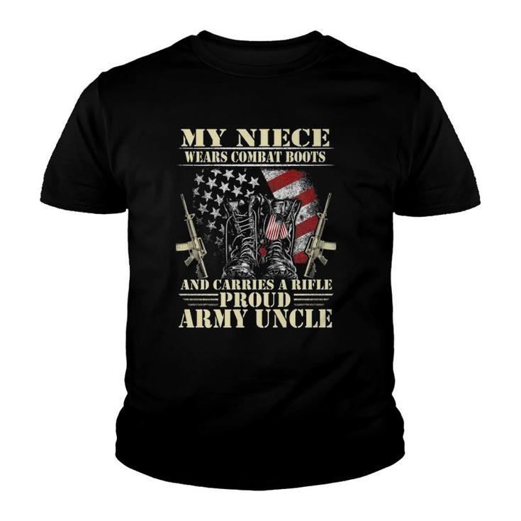 Mens My Niece Wears Combat Boots - Proud Army Uncle Veteran  Youth T-shirt