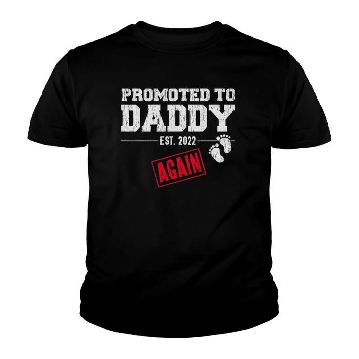 Mens Promoted To Daddy Again 2022 Dad Pregnancy Announcement Youth T-shirt
