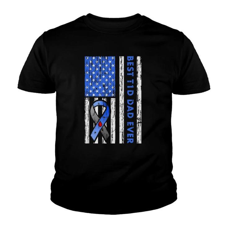 Mens T1d Dad Type 1 Diabetes American Flag Fathers Day Gift Idea Youth T-shirt