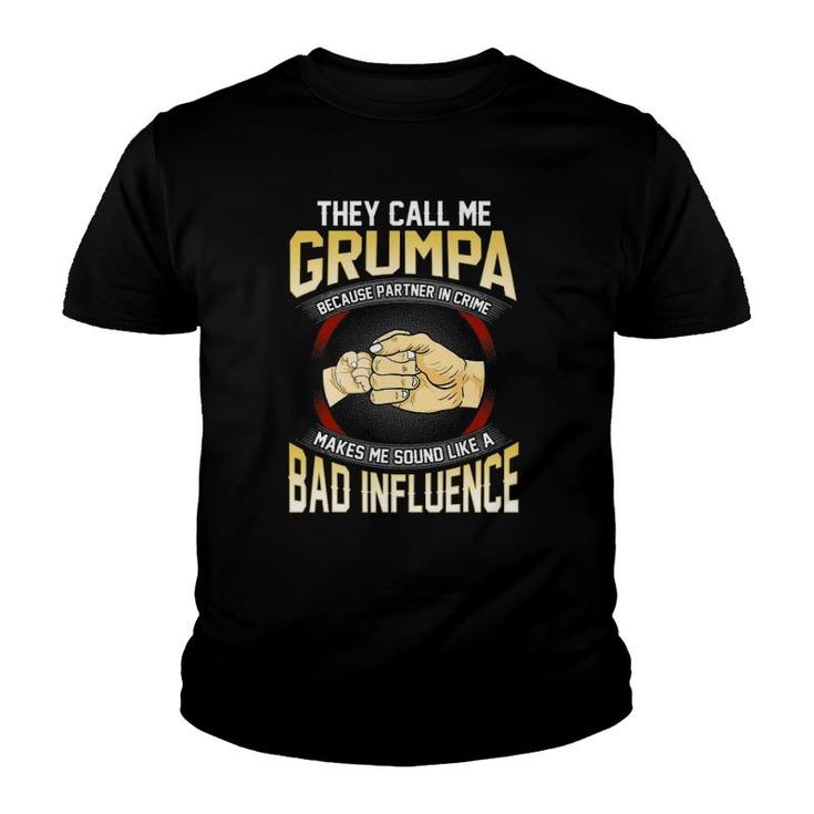 Mens They Call Me Grumpa Because Partner In Crime Fathers Day Youth T-shirt