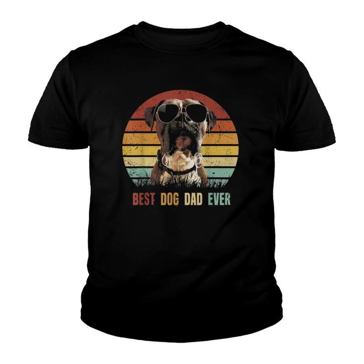 Mens Vintage Best Dog Dad Ever Boxer Dog Fathers Day Gifts Youth T-shirt