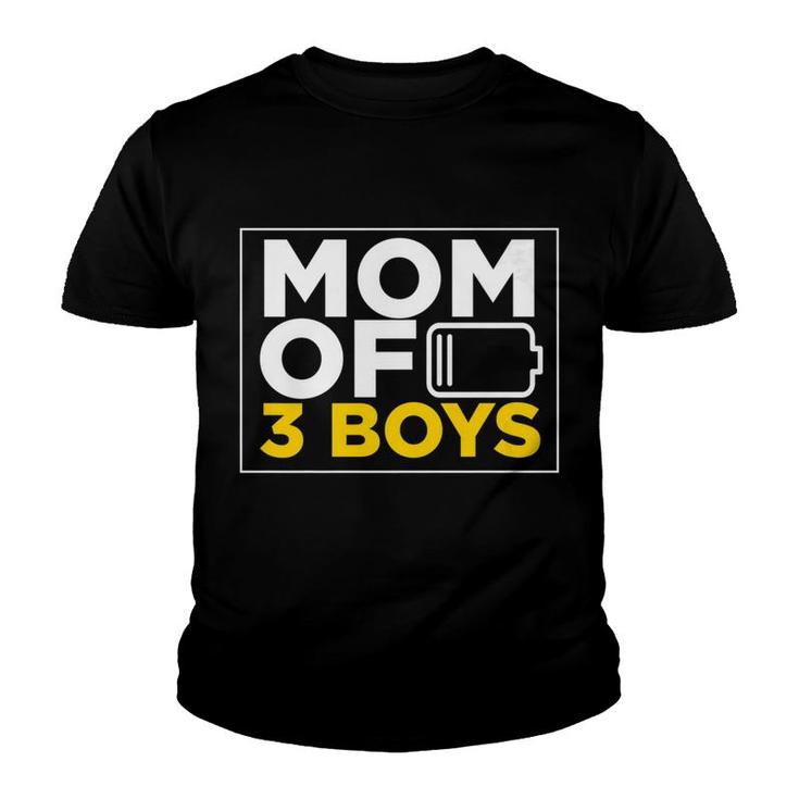 Mom Of 3 Boys Christmas Gift From Son For Women Mommy Youth T-shirt
