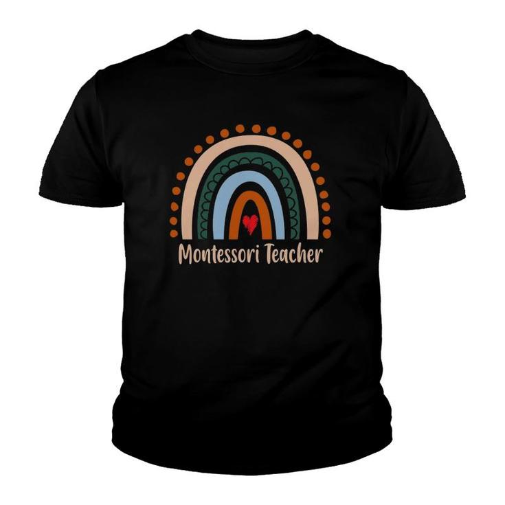 Montessori Teacher Boho Rainbow Back To School Appreciation Youth T-shirt Montessori Teacher Boho Rainbow Back To School Appreciation Youth T-shirt