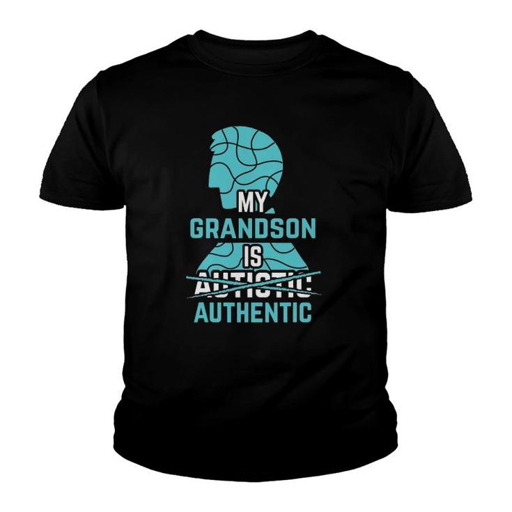 My Grandson Is Authentic Autism Awareness Autistic Spectrum Youth T-shirt
