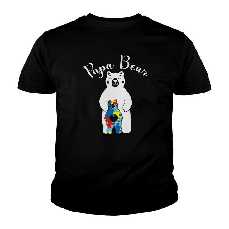 Papa Bear Autism Awareness Gift For Dad Father Youth T-shirt