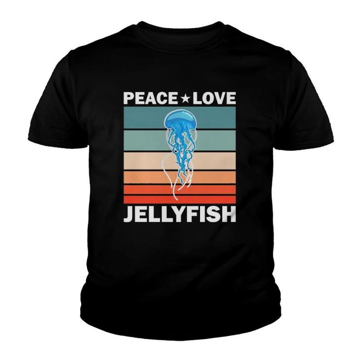 Peace Love Jellyfish Quote Retro Art Jellyfishes Vintage Youth T-shirt