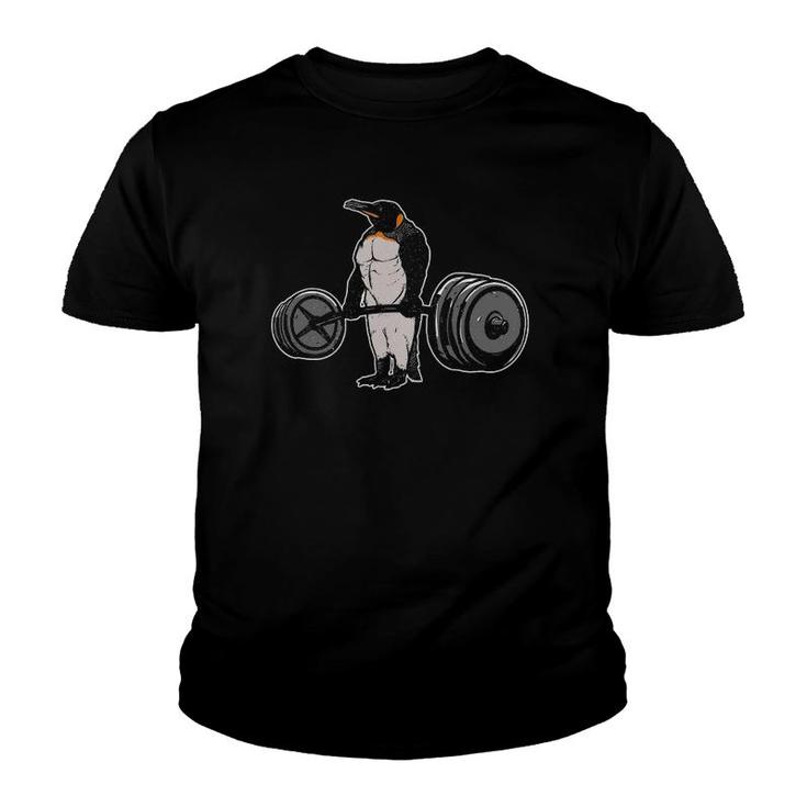 Penguin Deadlift - Funny Fitness Bodybuilder Bird Animal Youth T-shirt