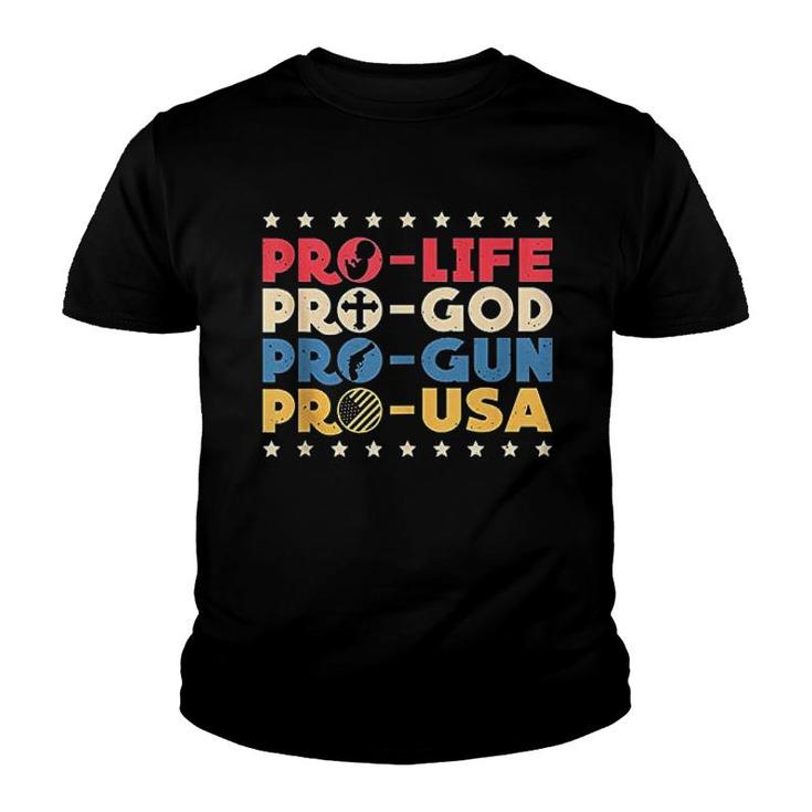 Pro God Pro Usa Conservative Patriot Youth T-shirt