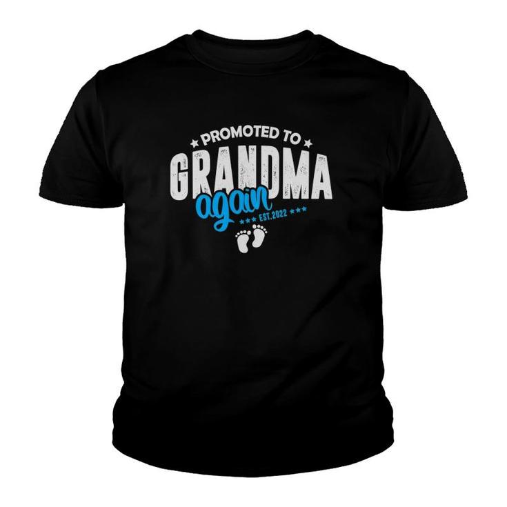 Promoted To Grandma Again 2022 Boy Baby Announcement Women Youth T-shirt