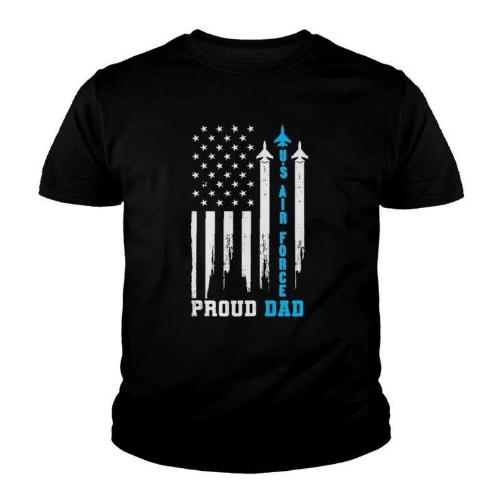 Proud Us Air Force Dad Rocket America Flag Fathers Day Gift Youth T-shirt
