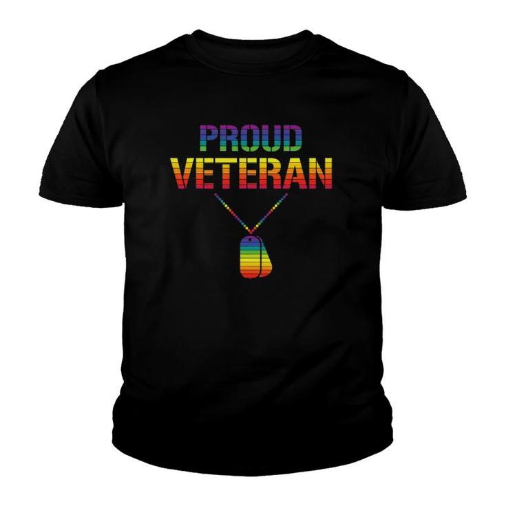Proud Veteran Lgbtq Veterans Day Gay Pride Army Military Youth T-shirt