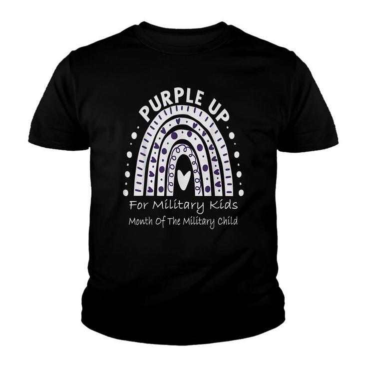Purple Up For Military Kids Month Military Child Rainbow  Youth T-shirt