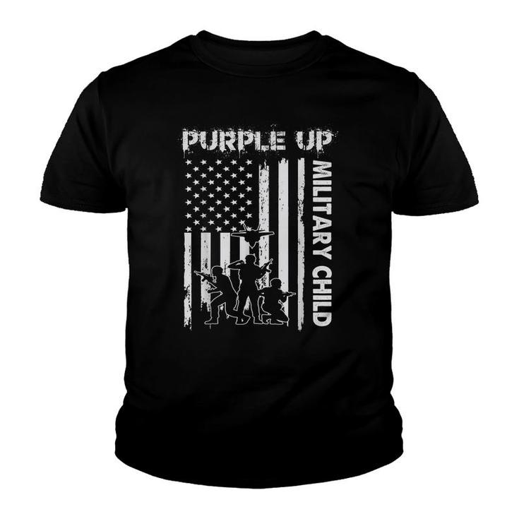Purple Up For Military Kids Month Of Military Child Flag  Youth T-shirt