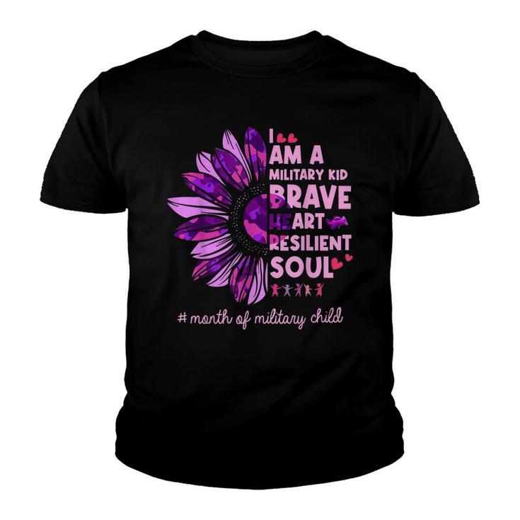 Purple Up For Military Kids Sunflower Military Child Month   Youth T-shirt