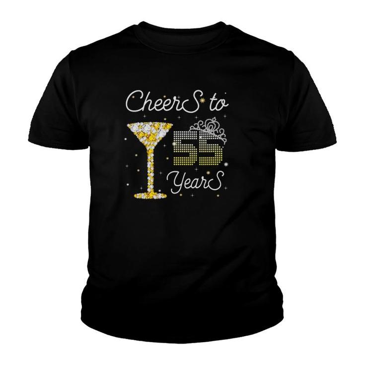 Queen Cheers To 55 Years Old Happy 55Th Birthday Woman Mom Youth T-shirt