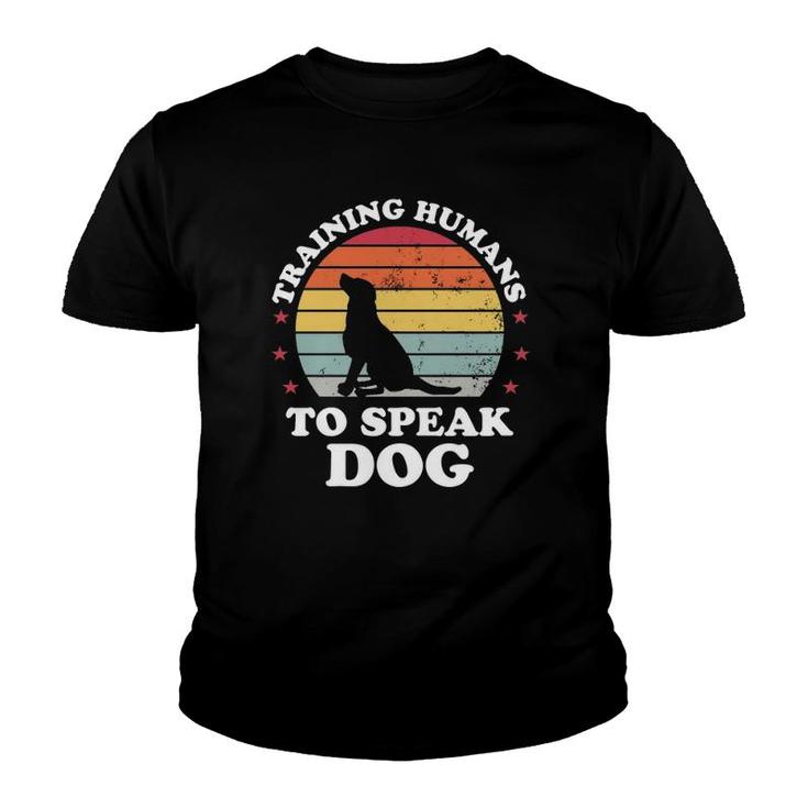Retro Dog Commands Obedience Training Funny Dog Trainer Youth T-shirt