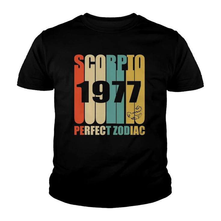 Retro Scorpio 1977 44 Years Old Bday 44Th Birthday Tee Youth T-shirt
