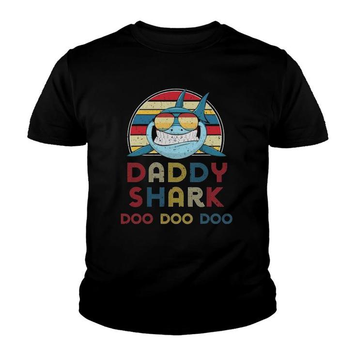 Retro Vintage Daddy Sharks Gift For Father Mens Youth T-shirt