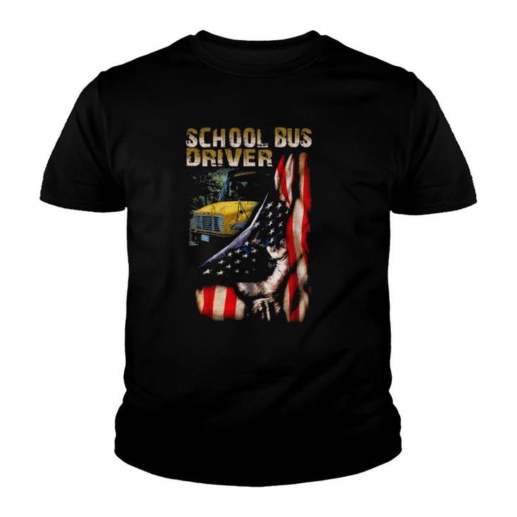 School Bus Driver American Pride Yellow Bus Driver Gift Youth T-shirt