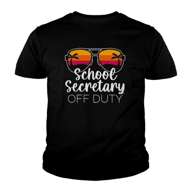 School Secretary Off Duty Sunglasses Beach Sunset Youth T-shirt
