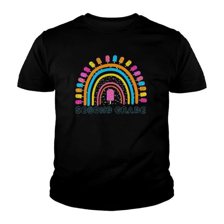 Second Team 2Nd Grade Teacher Rainbow Funny Back To School Youth T-shirt