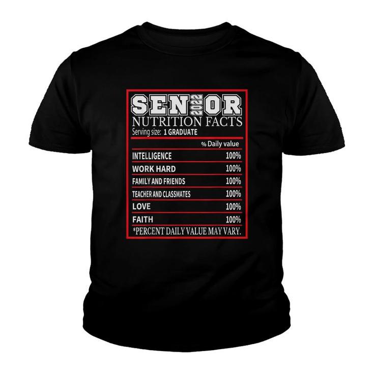 Senior 2022 Nutrition Facts Graduation Class Of 2022 Senior  Youth T-shirt