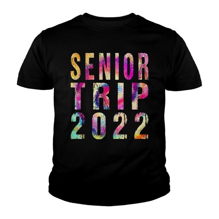 Senior Trip 2022 Vintage Tie Dye Graphic Art Design  Youth T-shirt