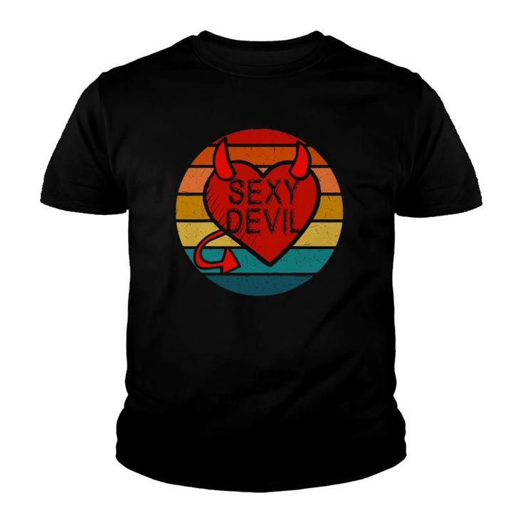 Sexy Devil Costume Vintage Heart Devil Funny Designs Gift Youth T-shirt