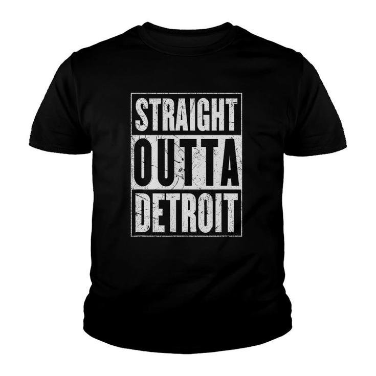 Straight Outta Detroit Motor City Distressed Look Youth T-shirt
