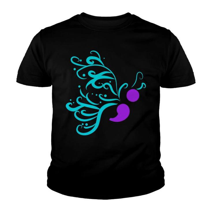 Suicide Prevention Awareness Ribbon Butterfly Youth T-shirt