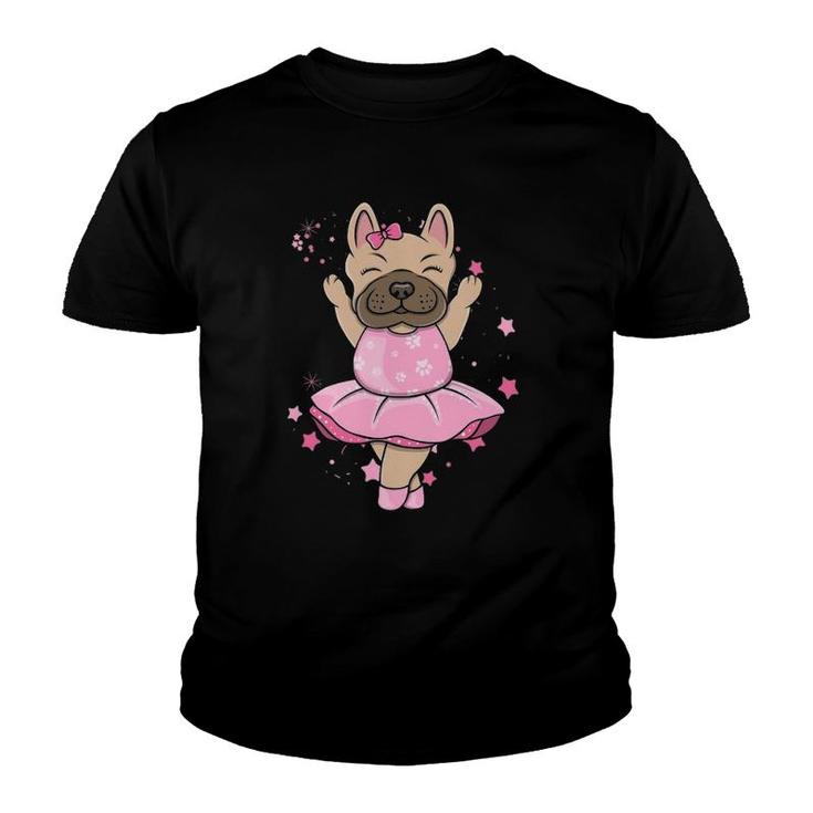 Sweet Pink Ballerina Frenchie Ballett In Tutu Youth T-shirt