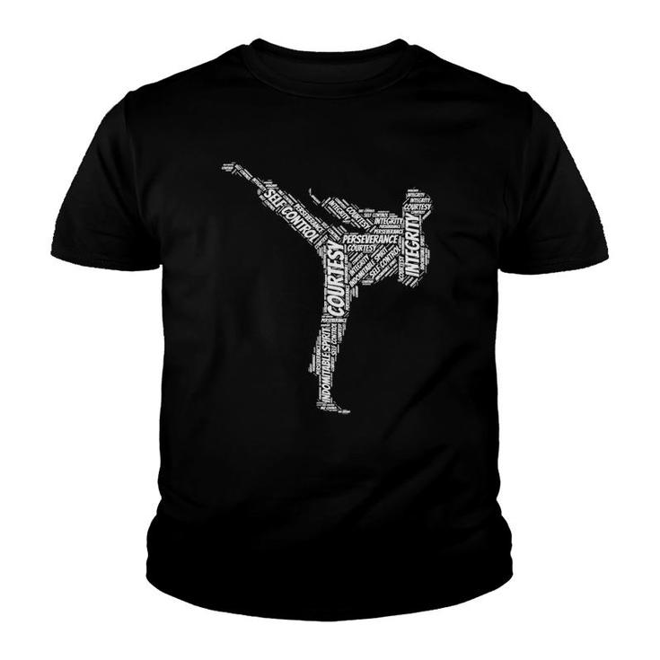 Taekwondo Fighter 5 Tenets Of Tkd Martial Arts Youth T-shirt