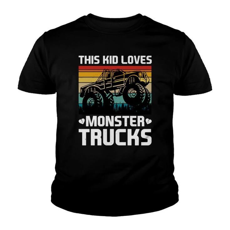This Kid Is Boy Who Loves Flexible Monster Trucks Youth T-shirt