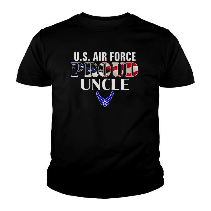 Us Proud Air Force Uncle With American Flag Gift For Veteran Youth T-shirt