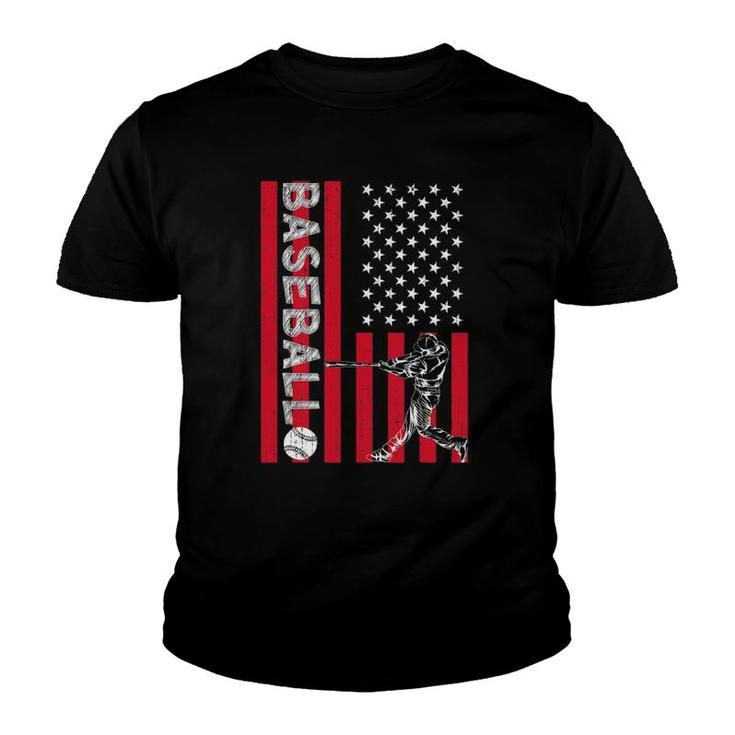 Usa Flag Batter Baseball Player American Sport Baseball Youth T-shirt