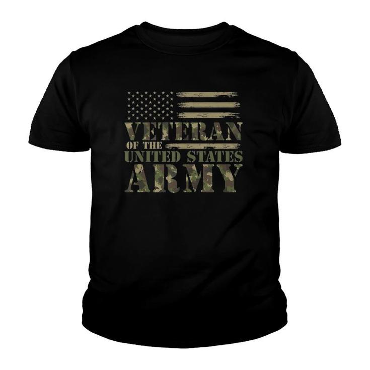 Veteran Of The United States Army Camouflage Us Flag Veteran  Youth T-shirt