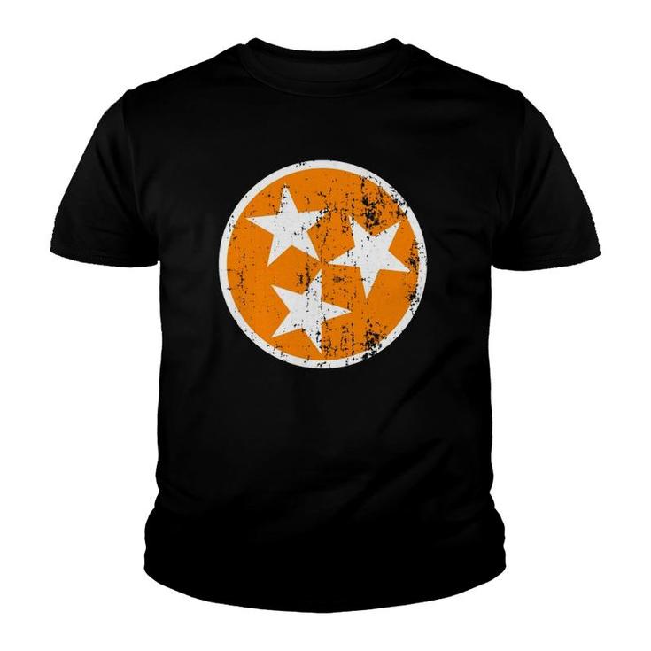 Vintage Distressed Orange And White Tennessee State Flag  Youth T-shirt