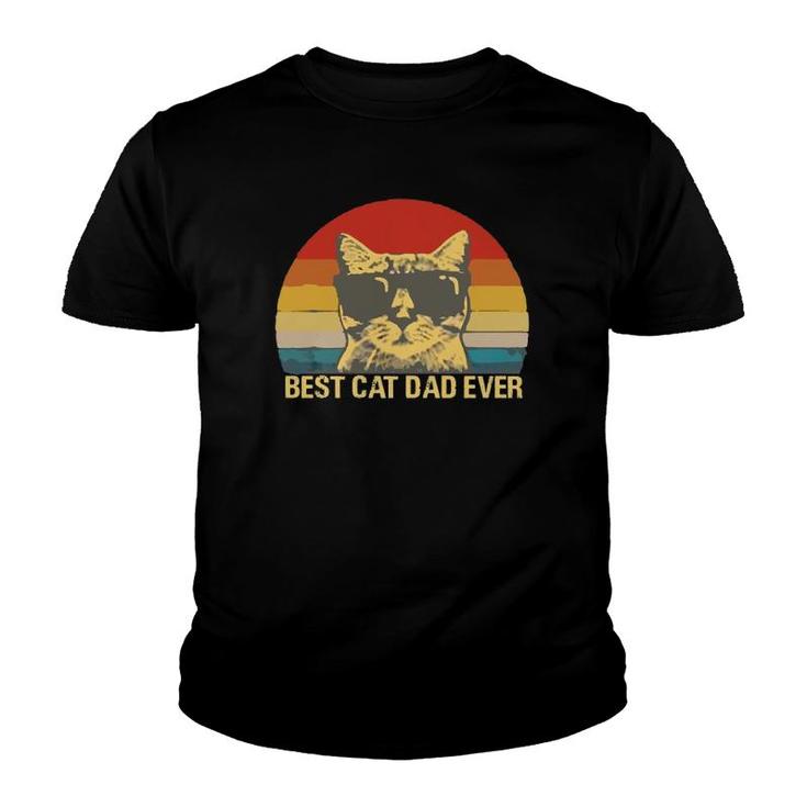 Vintage Retro Best Cat Dad Ever Sunset Fathers Gif Classic Youth T-shirt