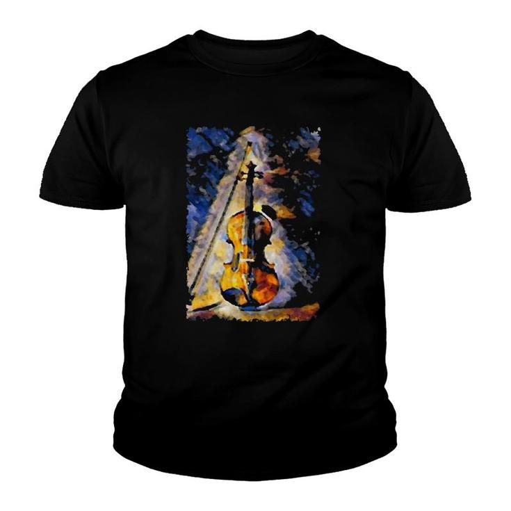 Violin Painting Violinist Music Orchestra String Player Art Youth T-shirt