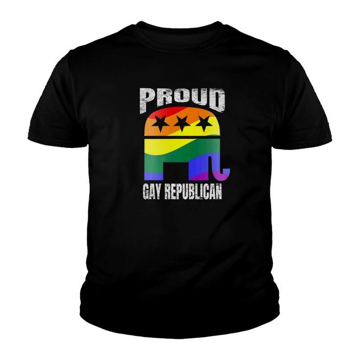 Vote Republican Gay Pride Flag Elephant Vintage Youth T-shirt
