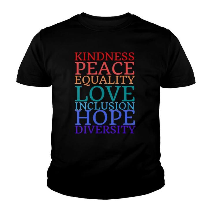 Womens 2021 Human Rights Peace Love Inclusion Equality Diversity V-Neck Youth T-shirt