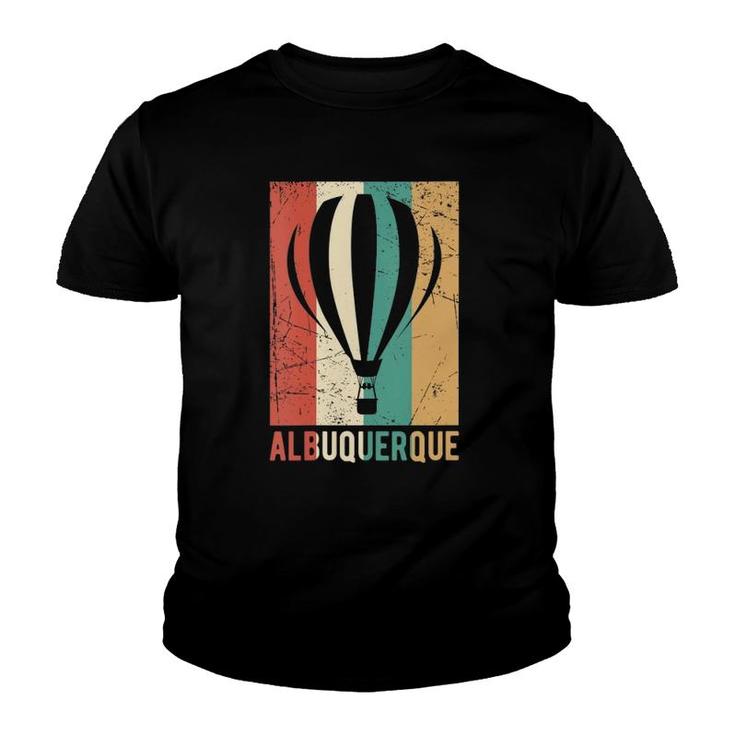 Womens Alburquerque Hot Air Balloon Retro Rainbow Ballooning V-Neck Youth T-shirt