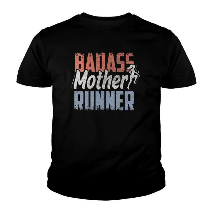 Womens Badass Mother Runner Funny Running & Cardio Gift V-Neck Youth T-shirt